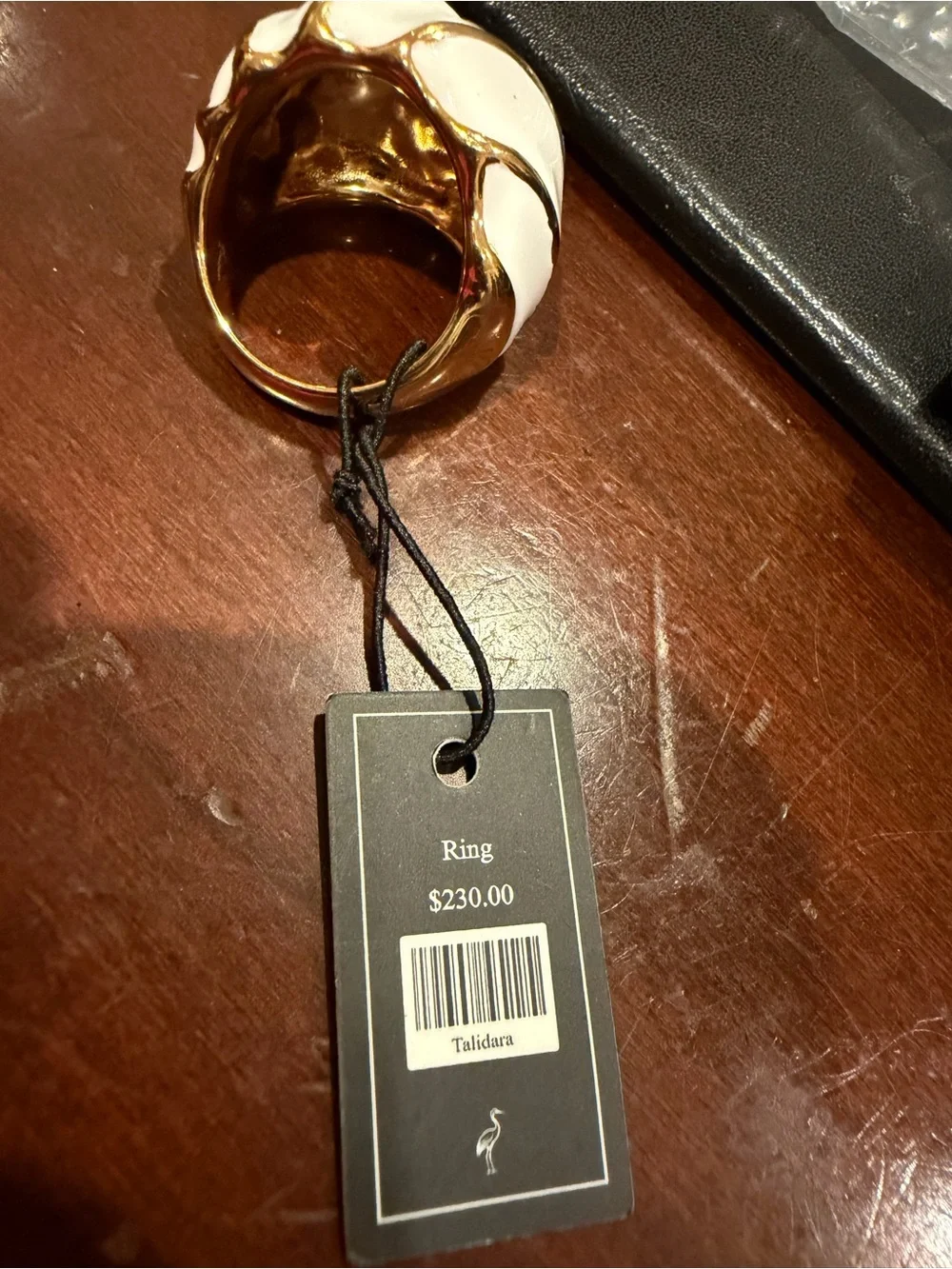 Talidara Designer White and Gold Dome Cocktail Ring - Women Jewelry Size 7